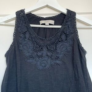 Black Tank with Lace Embellishment - LOFT